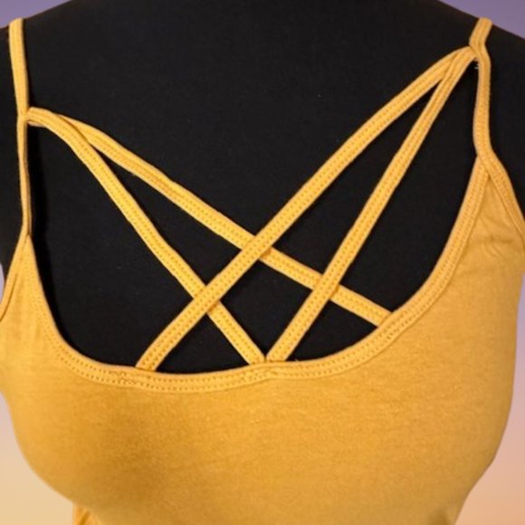 Mustard Criss Cross Tank (2)  T1475  NWT Boutique - Picture 7 of 13